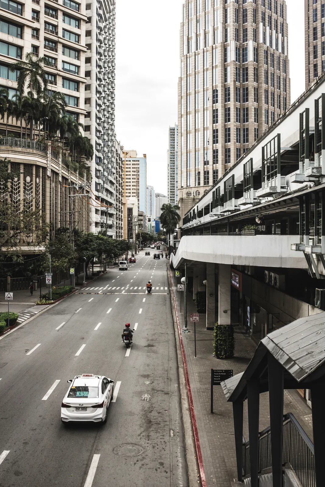 Urban street in Makati, Philippines.